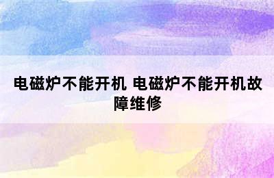 电磁炉不能开机 电磁炉不能开机故障维修